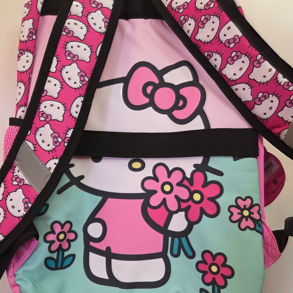 Hello Kitty 17" Backpack Pink Sequin Padded Laptop Sleeve Water Resistant NEW - Picture 3 of 5